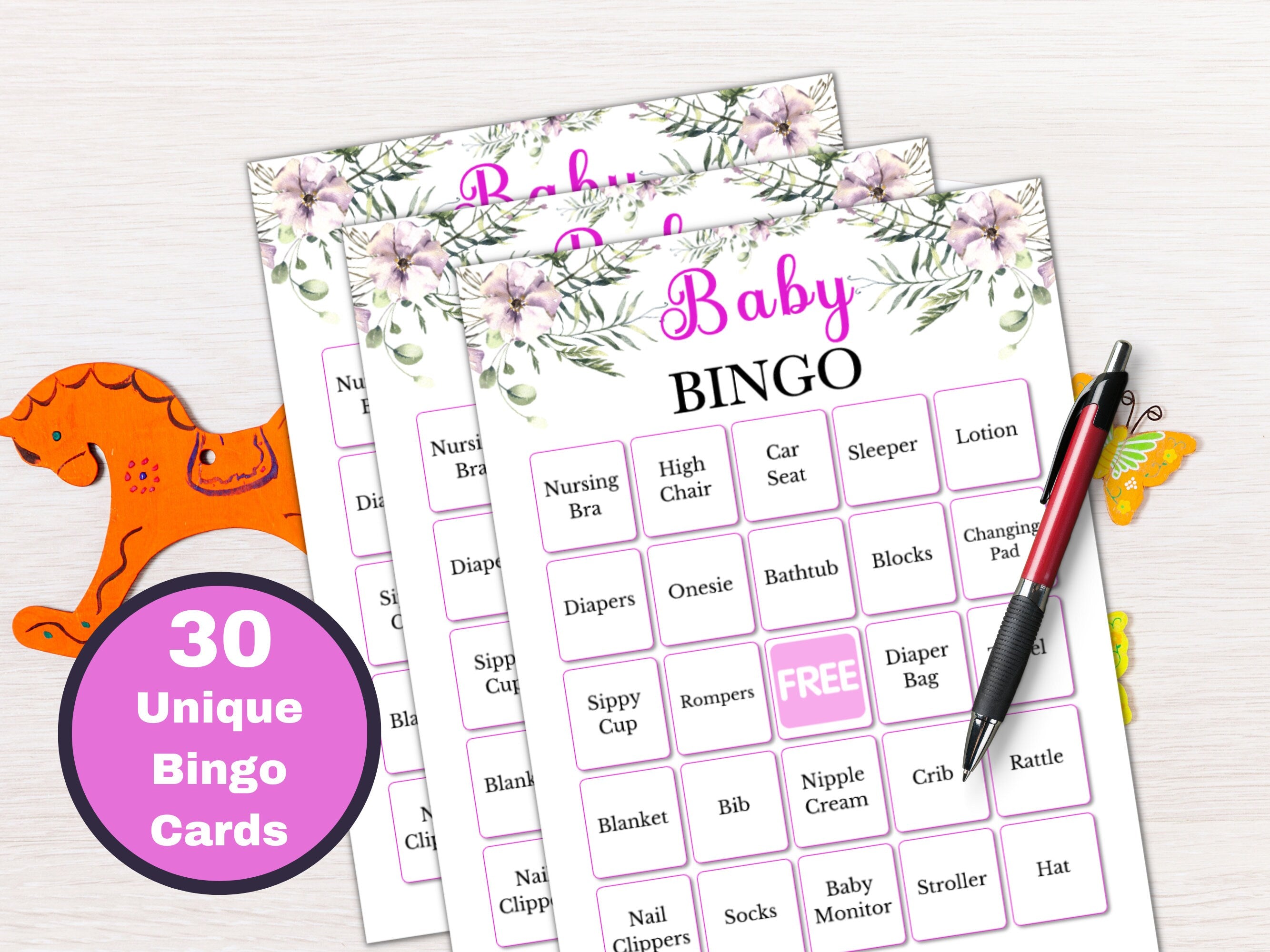 Baby Bingo Game - Pink Floral