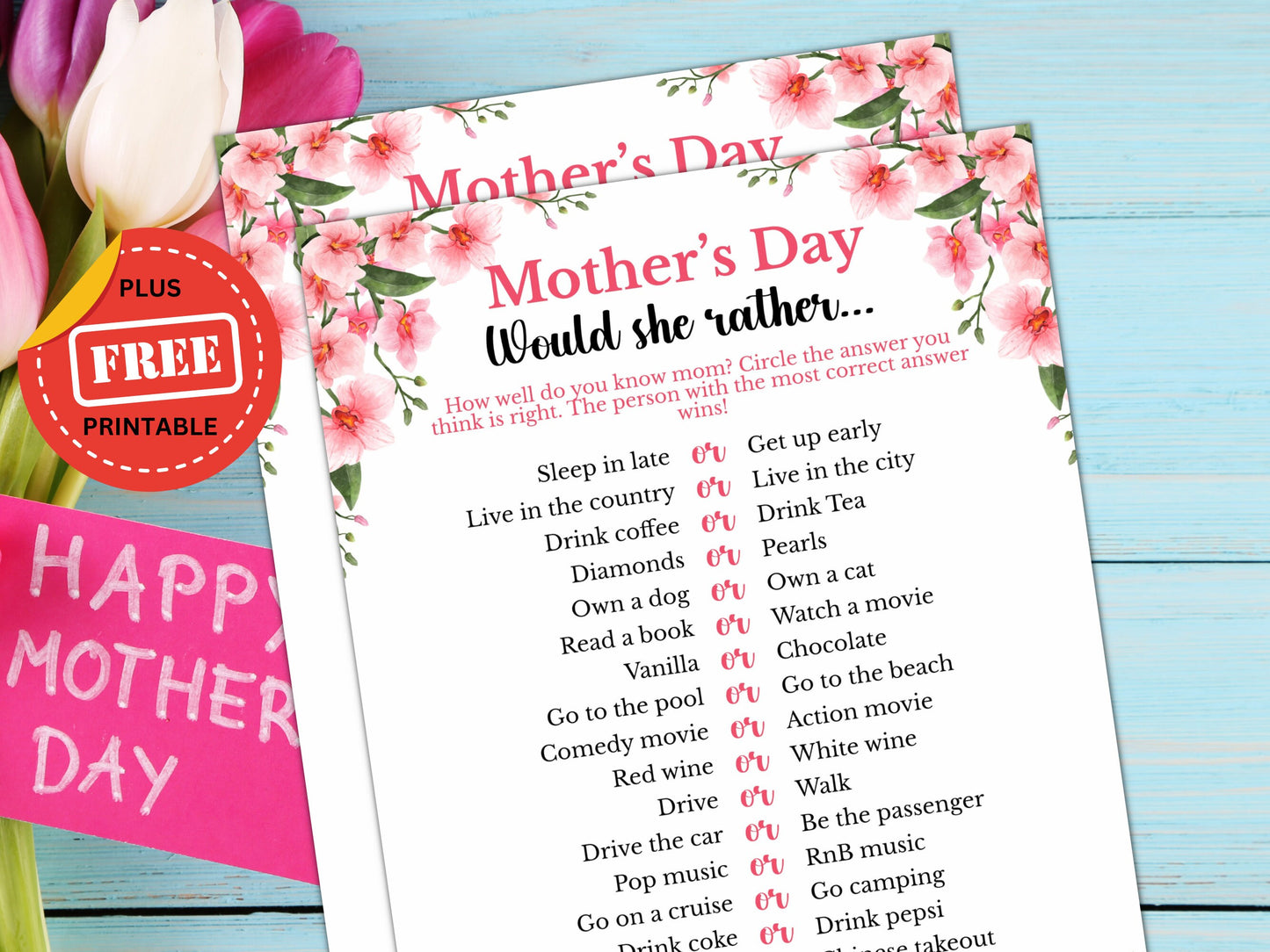 Would She Rather -  Mother's Day Party Game