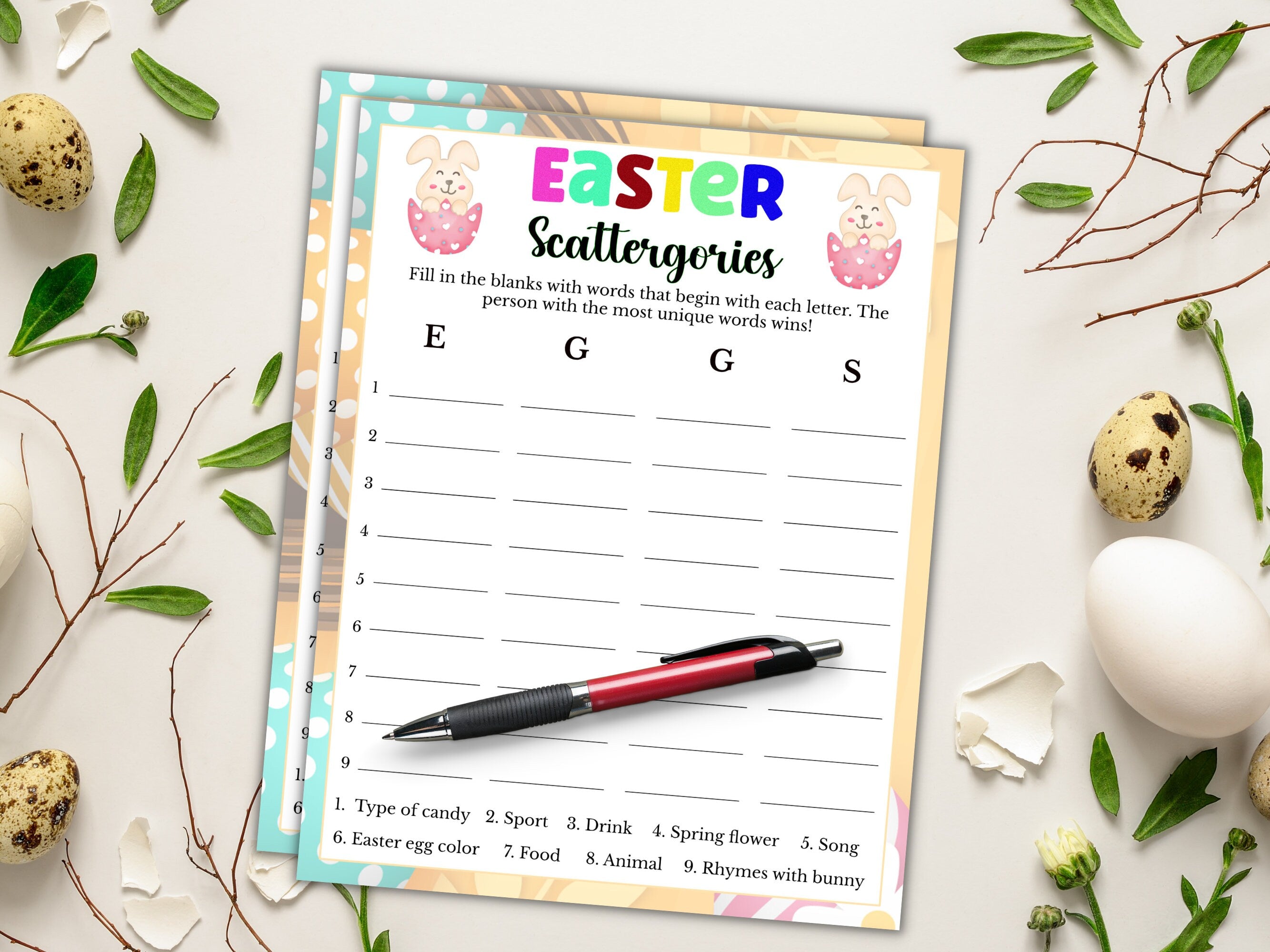 Easter Scattergories Game