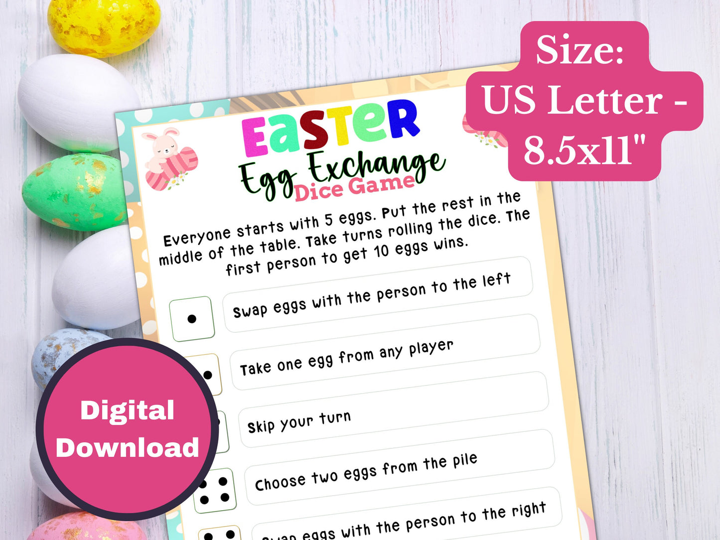 Easter Egg Exchange Dice Game