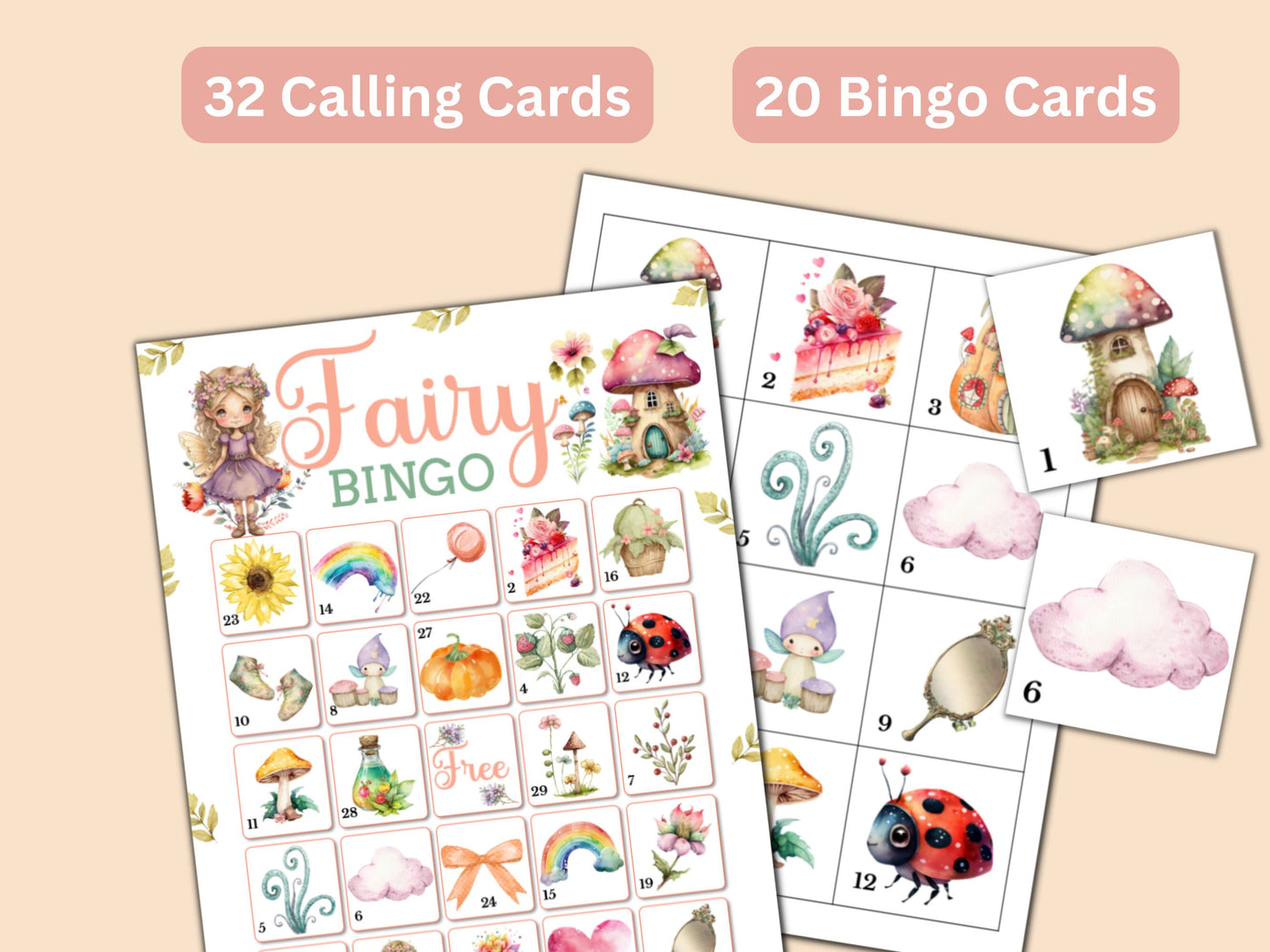 Fairy Bingo Game - 20 Cards