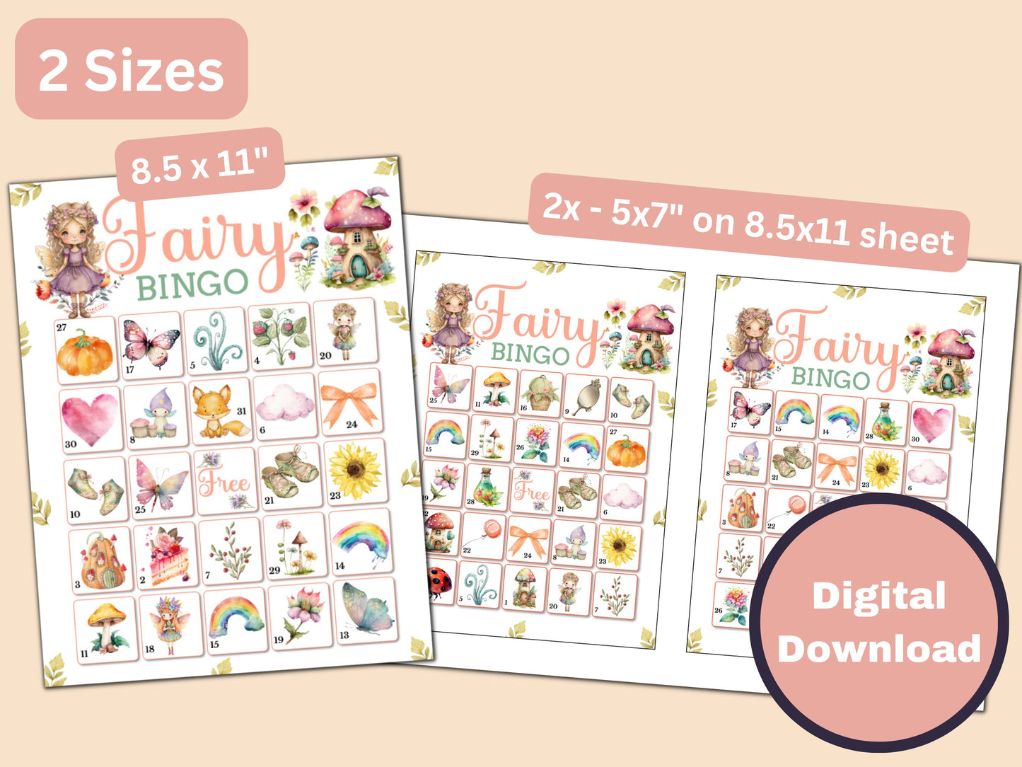 Fairy Bingo Game - 20 Cards