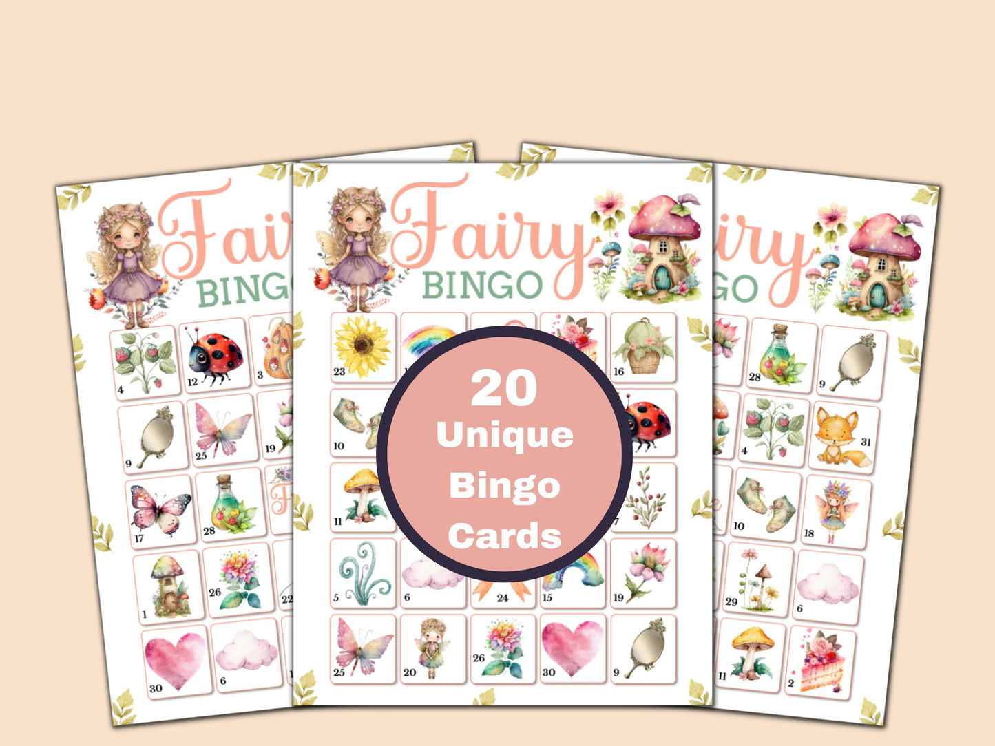 Fairy Bingo Game - 20 Cards