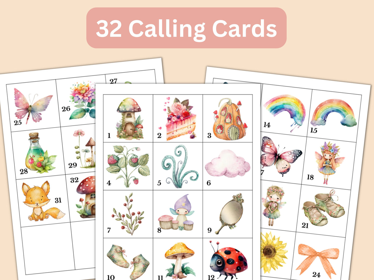 Fairy Bingo Game - 30 Cards