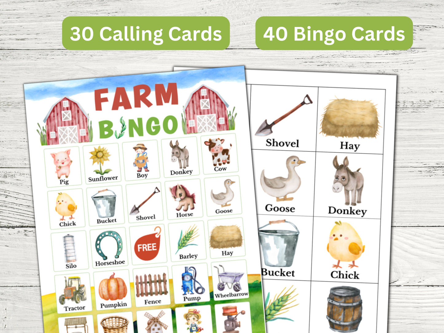 Farm Bingo Game - 40 Cards