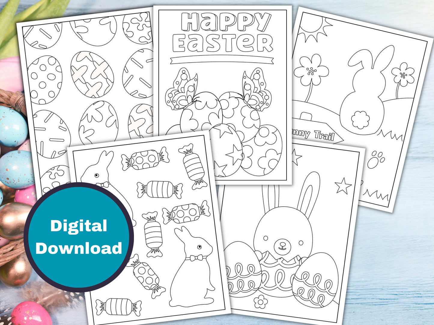 Easter Coloring Pages for Kids - 20 Pages