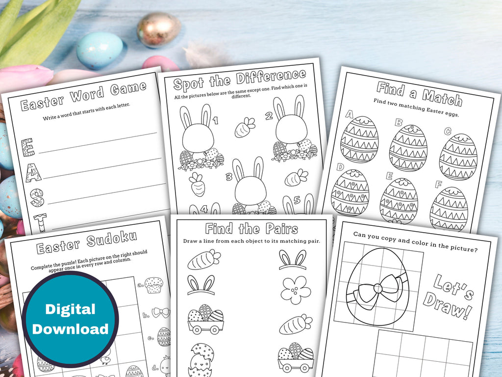 Easter Activity and Coloring Pages for Kids - 22 Pack