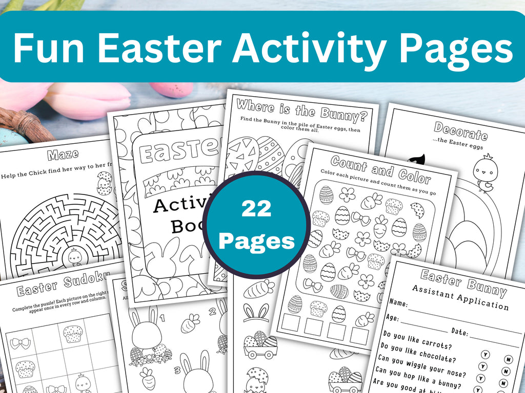 Easter Coloring and Activity Bundle for Kids - 56 Pack