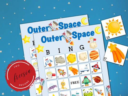 Outer Space Bingo Game - 30 Cards