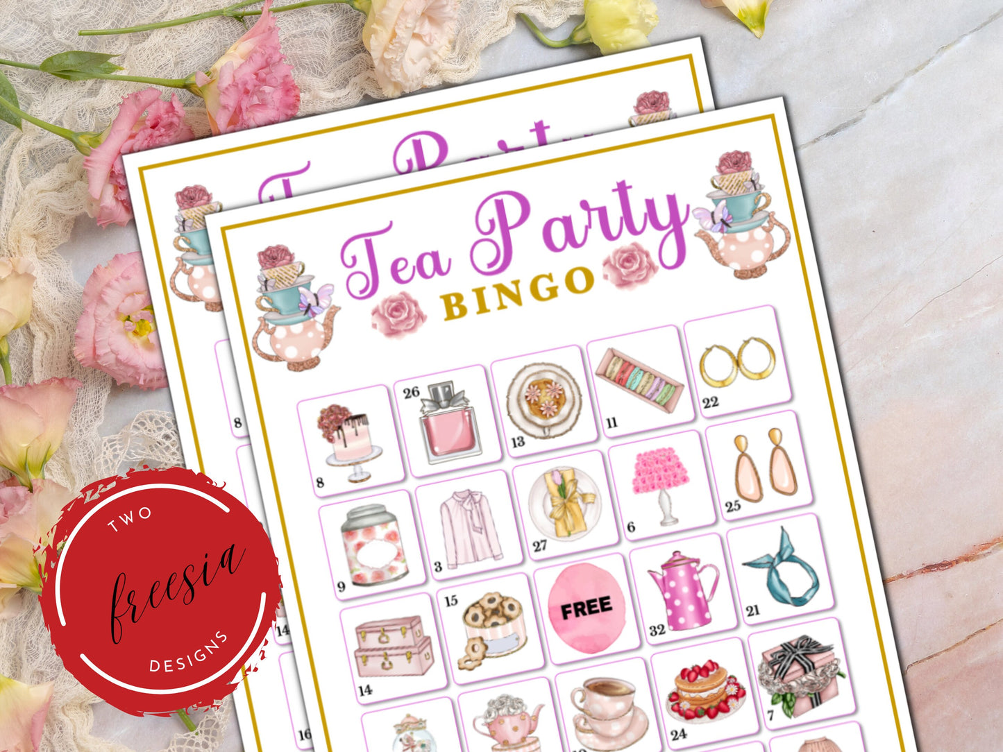 Tea Party Bingo - 20 Cards