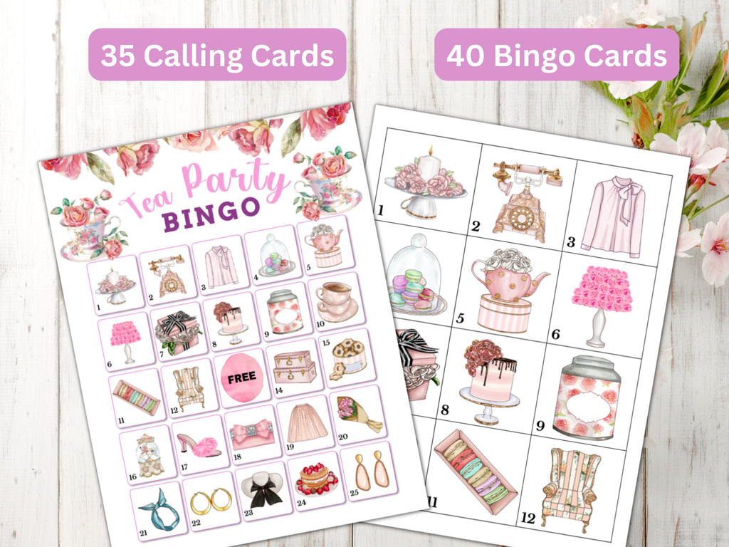 Tea Party Bingo Cards - 40 Printable Cards