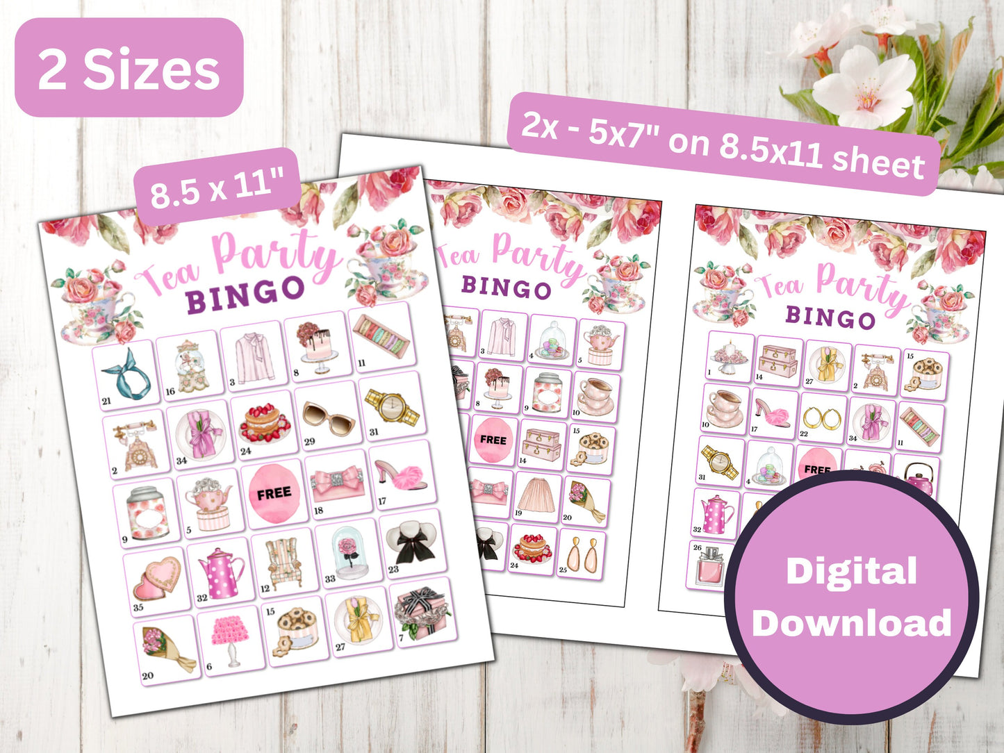 Tea Party Bingo Cards - 40 Printable Cards