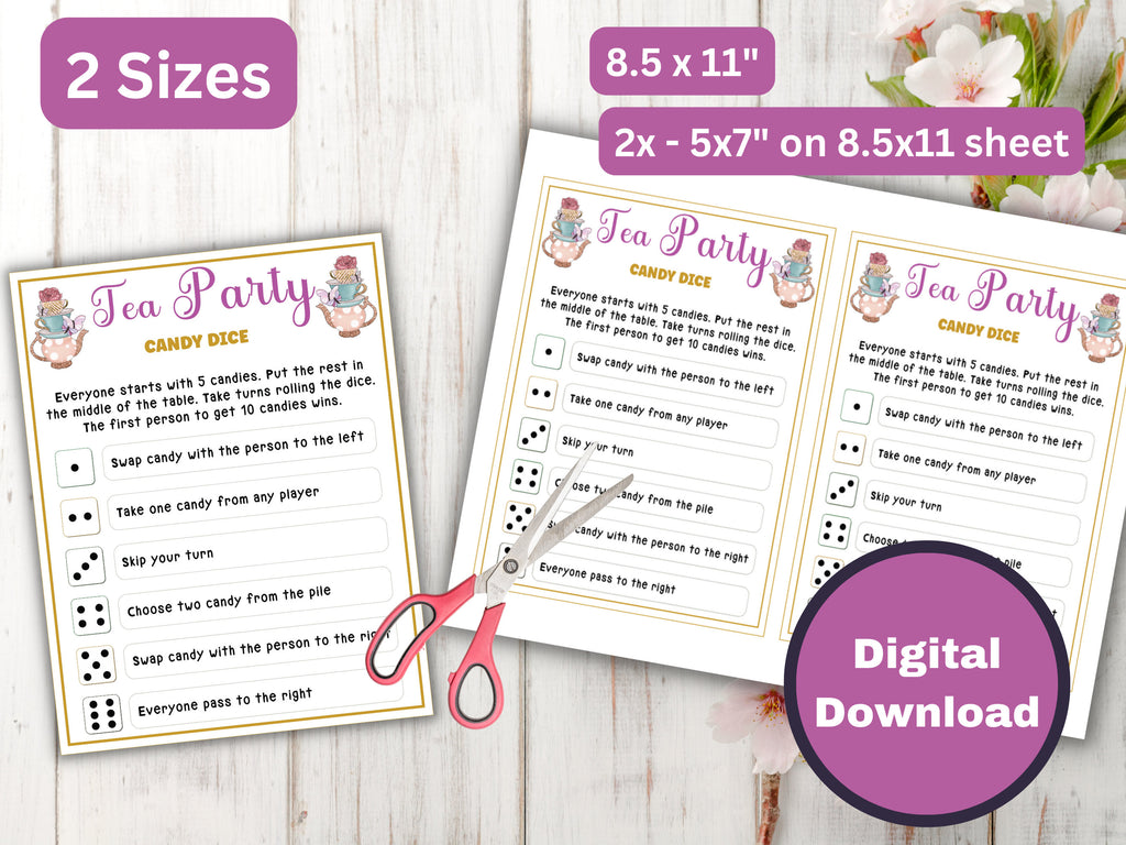 Tea Party Candy Dice Game