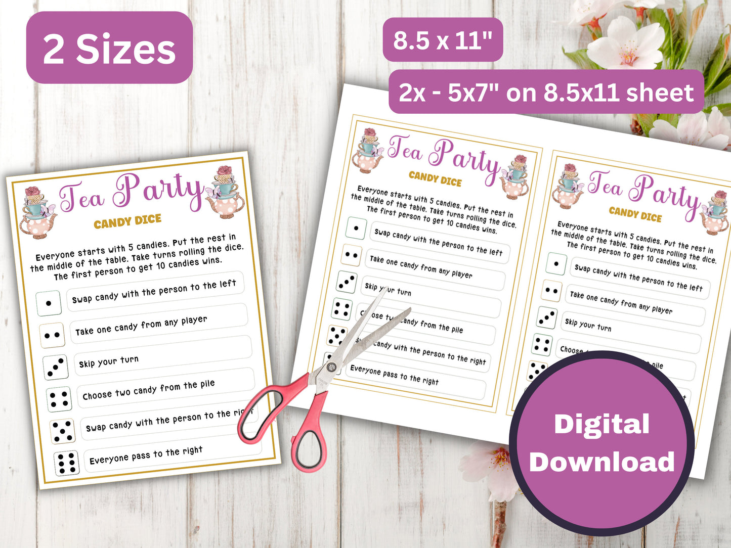 Tea Party Candy Dice Game