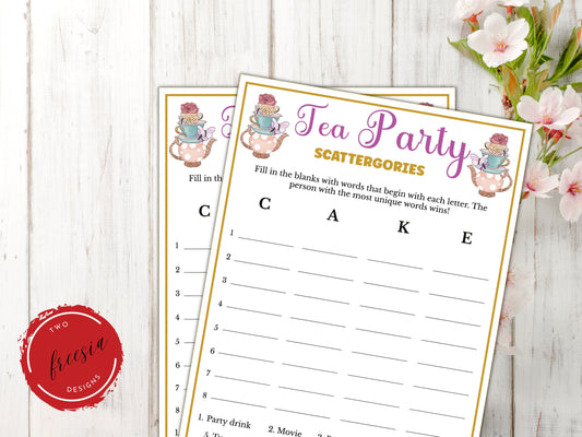 Tea Party Scattergories Game