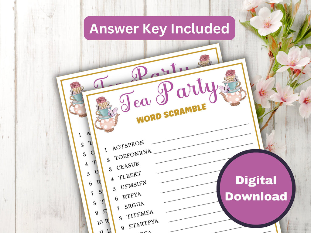 Tea Party Word Scramble Game
