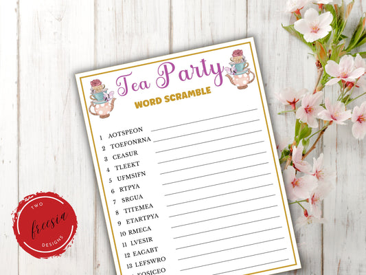 Tea Party Word Scramble Game
