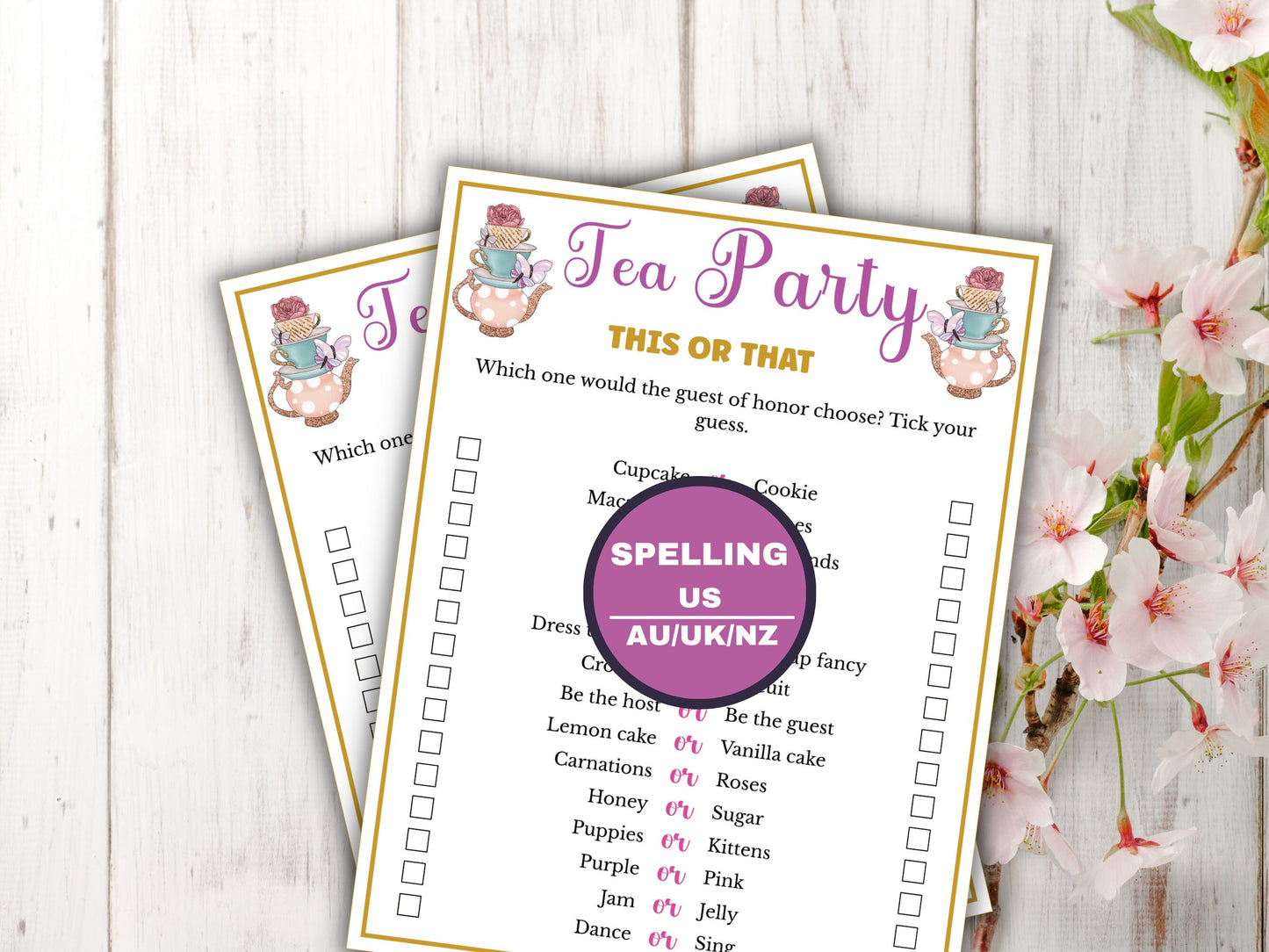 Tea Party This or That Game