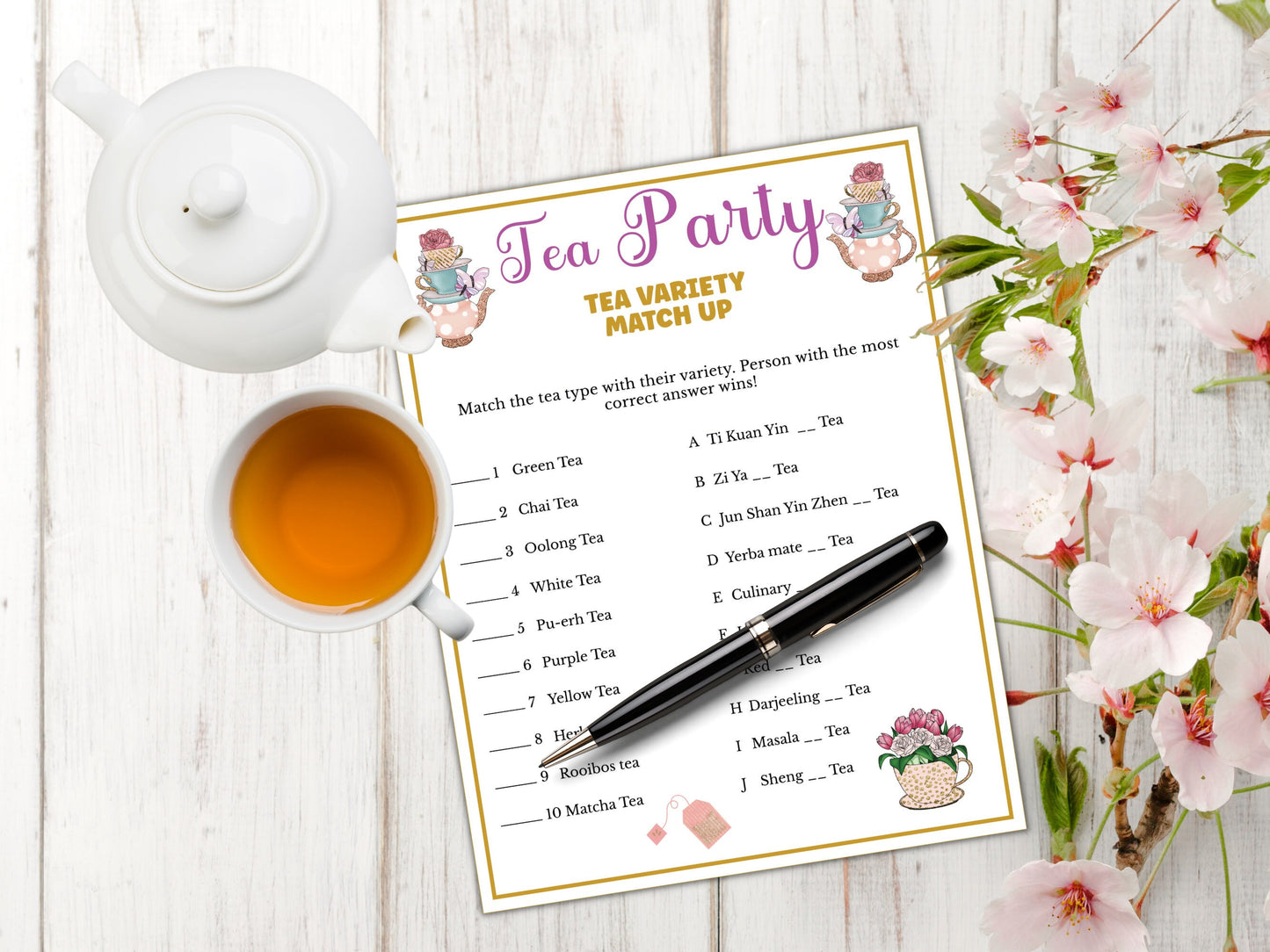 Tea Variety Matchup Game