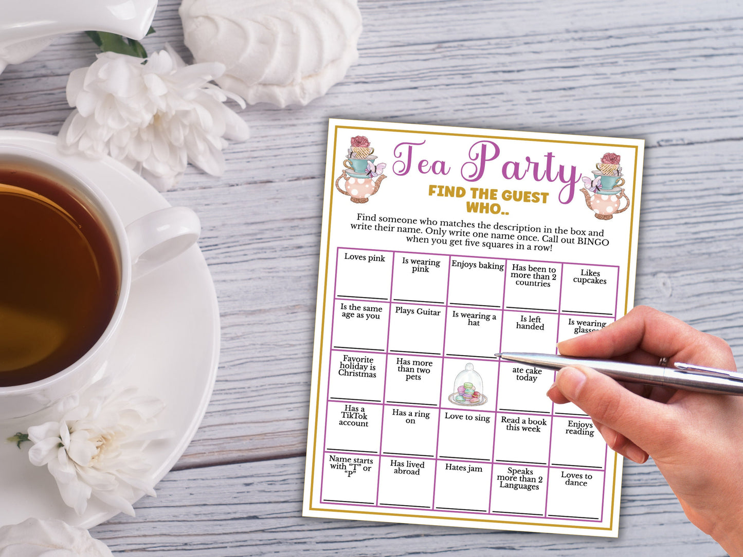 Find the Guest Bingo - Tea Party Game