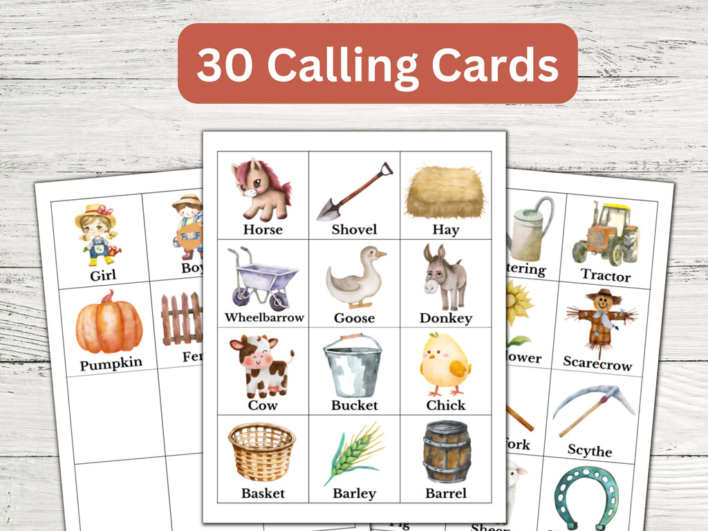 Farm Bingo Game - 30 Cards