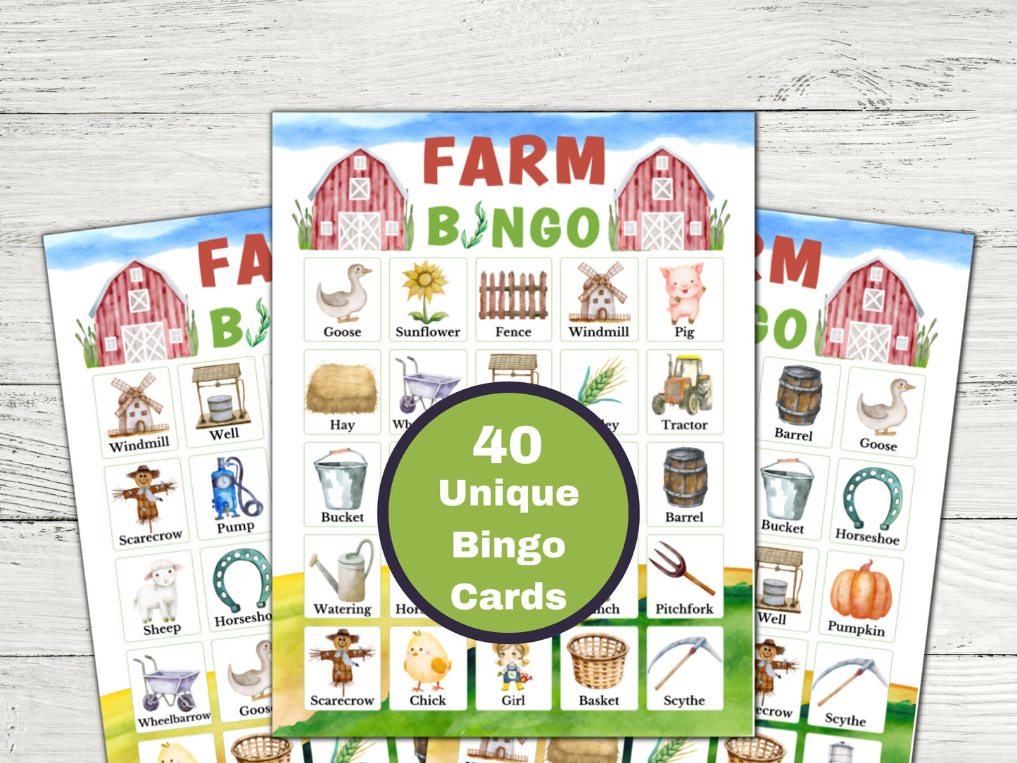 Farm Bingo Game - 40 Cards