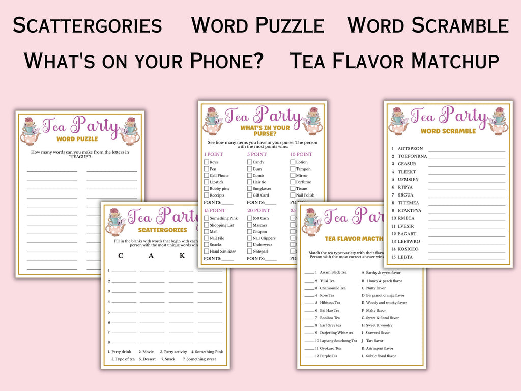 Tea Party Game Bundle for Kids & Adults - 22 Games