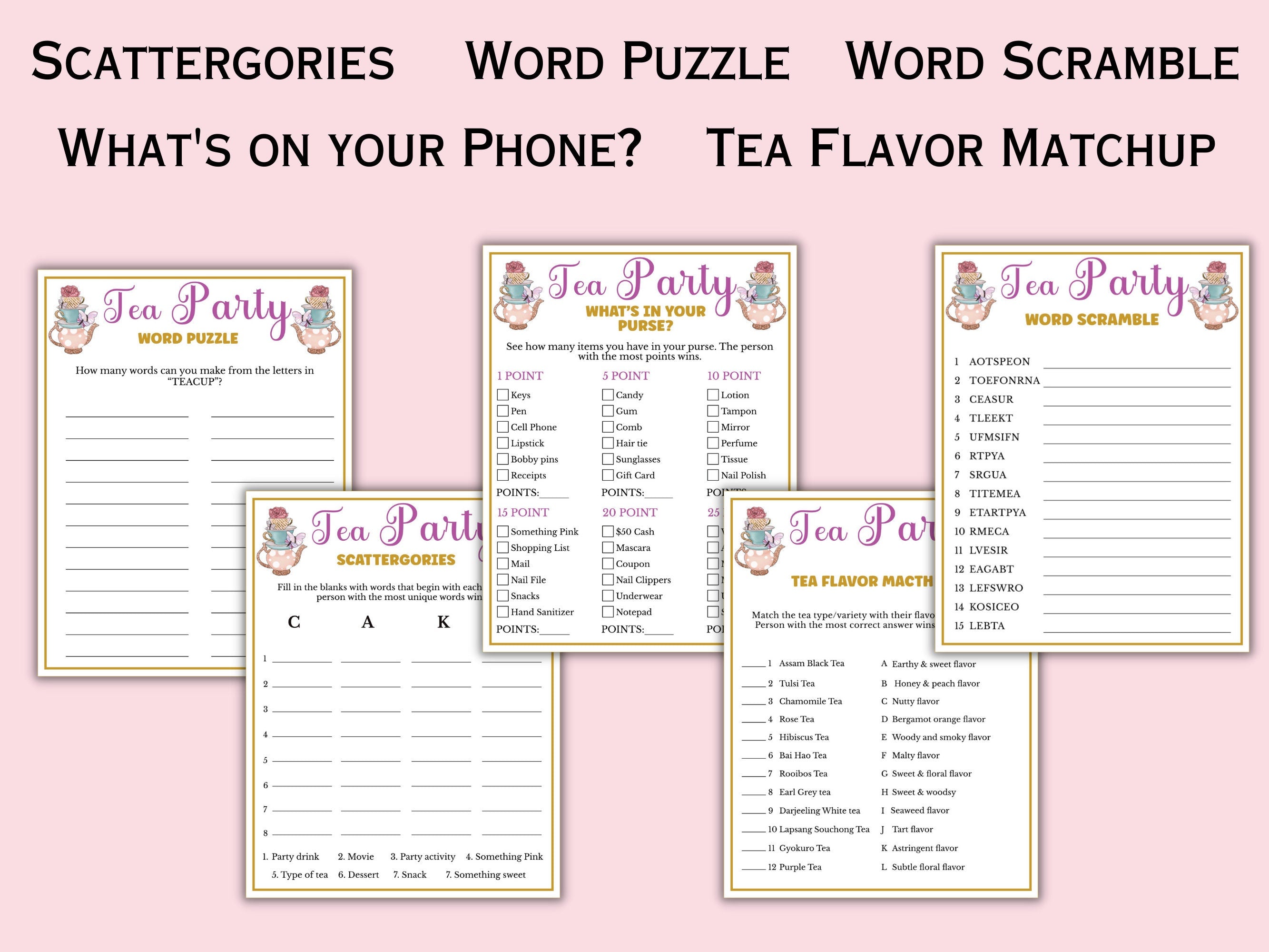 Tea Party Game Bundle for Kids & Adults - 22 Games