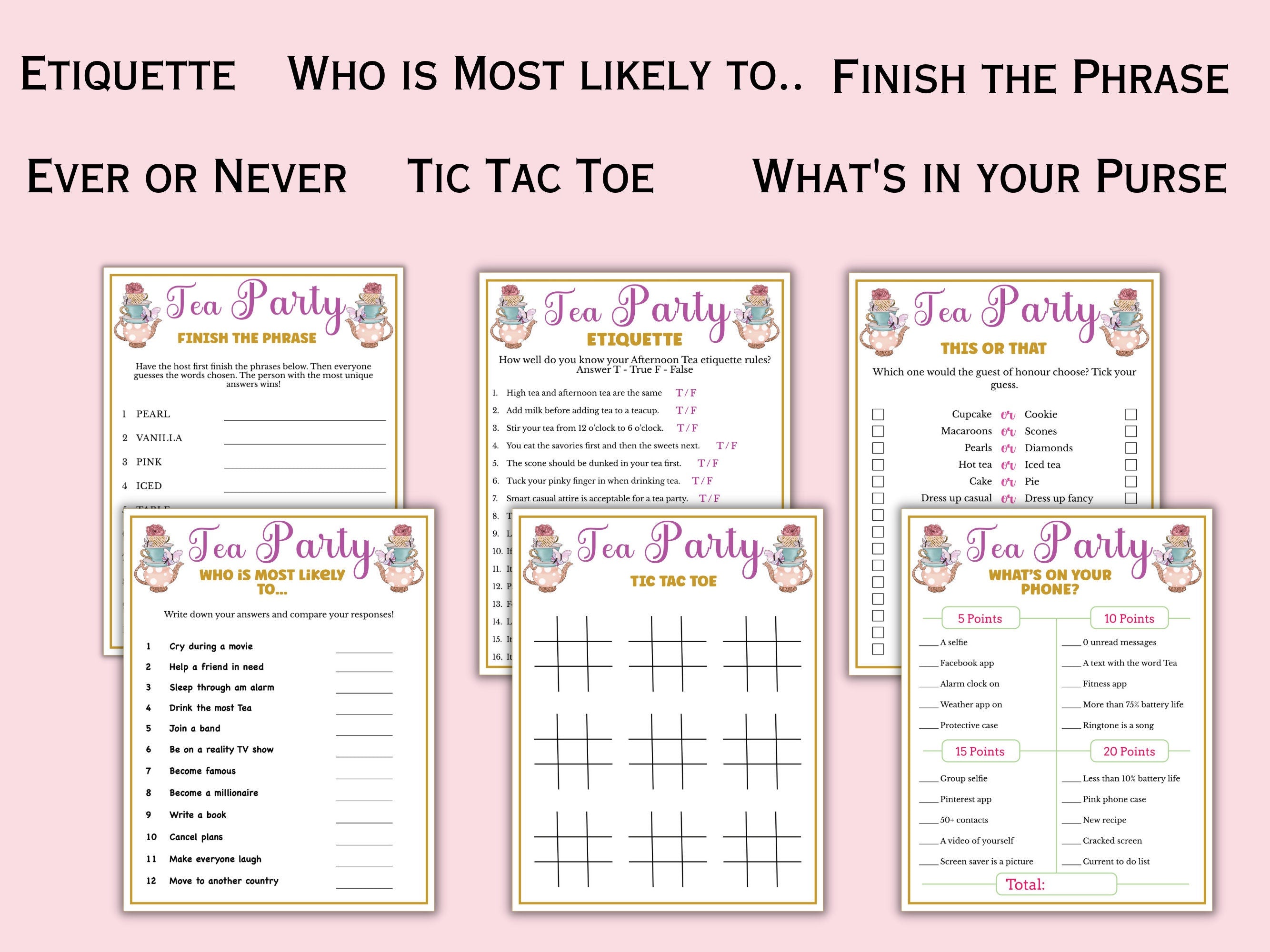 Tea Party Game Bundle for Kids & Adults - 22 Games