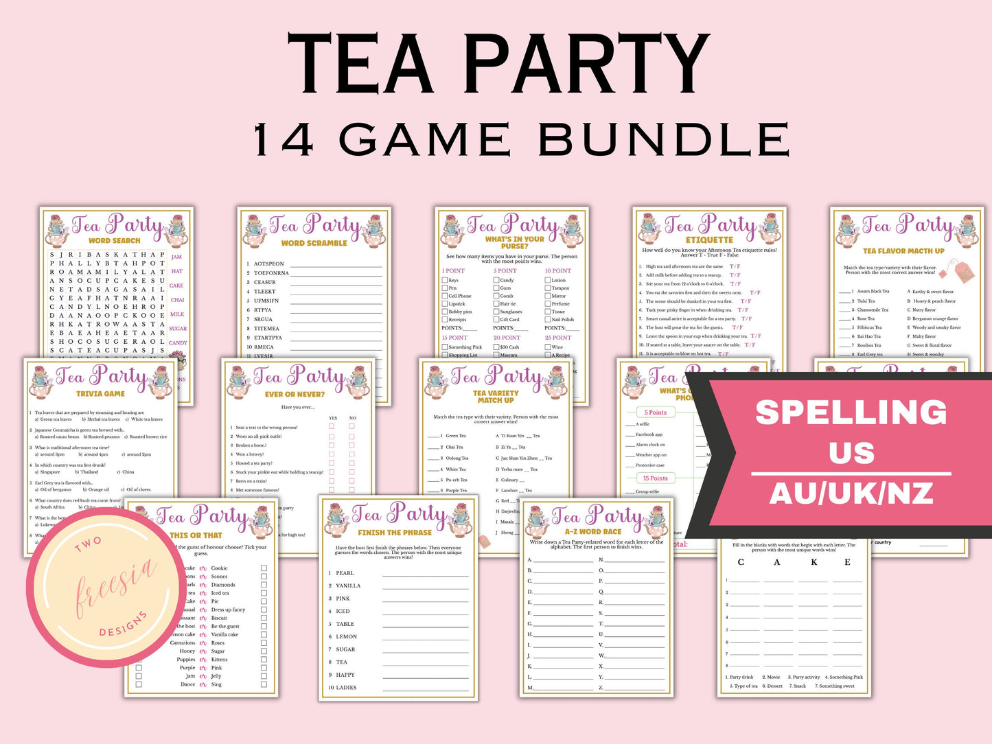 Tea Party Game Bundle  - (14 Games)