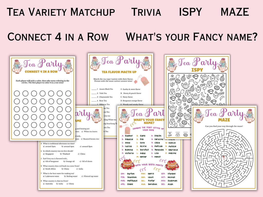 Tea Party Game Bundle for Kids & Adults - 22 Games