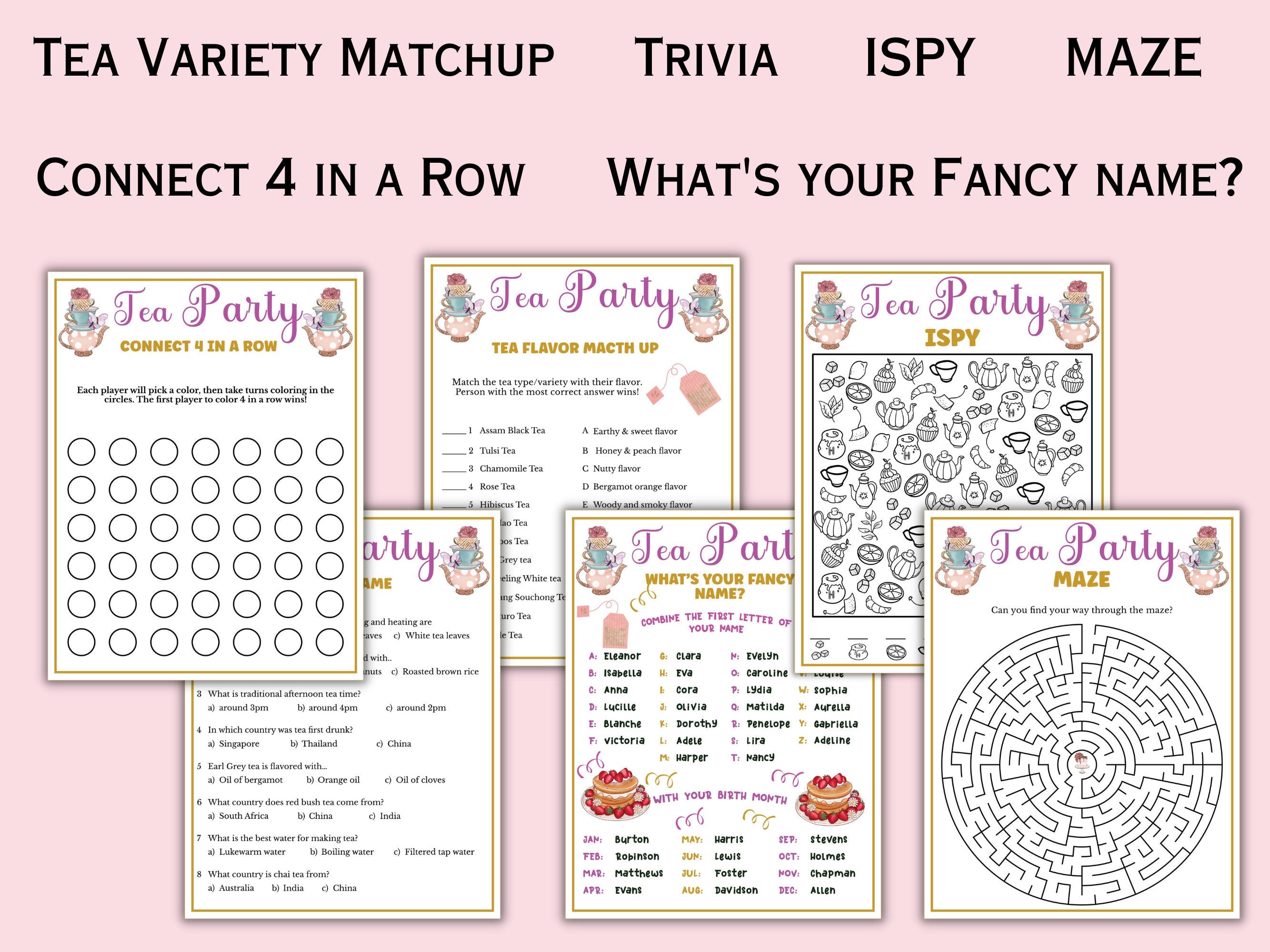 Tea Party Game Bundle for Kids & Adults - 22 Games