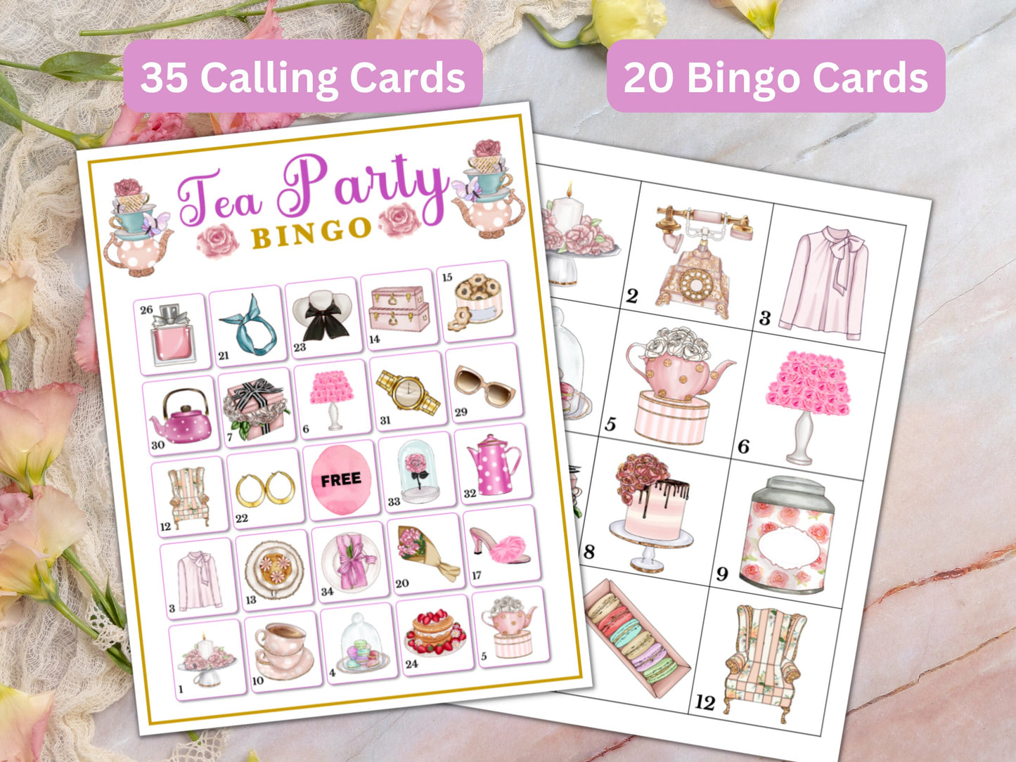 Tea Party Bingo - 20 Cards