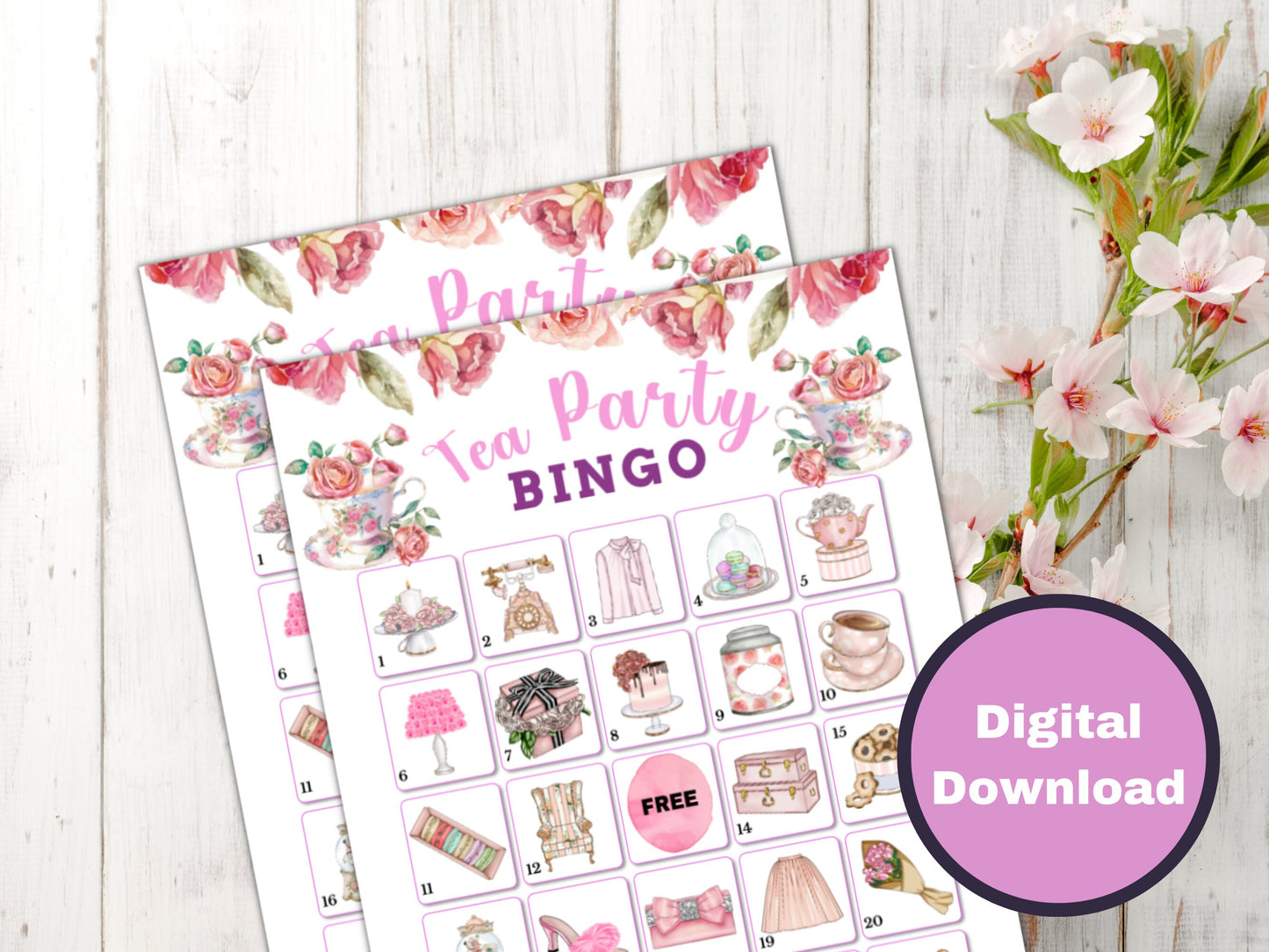 Tea Party Bingo Cards - 40 Printable Cards