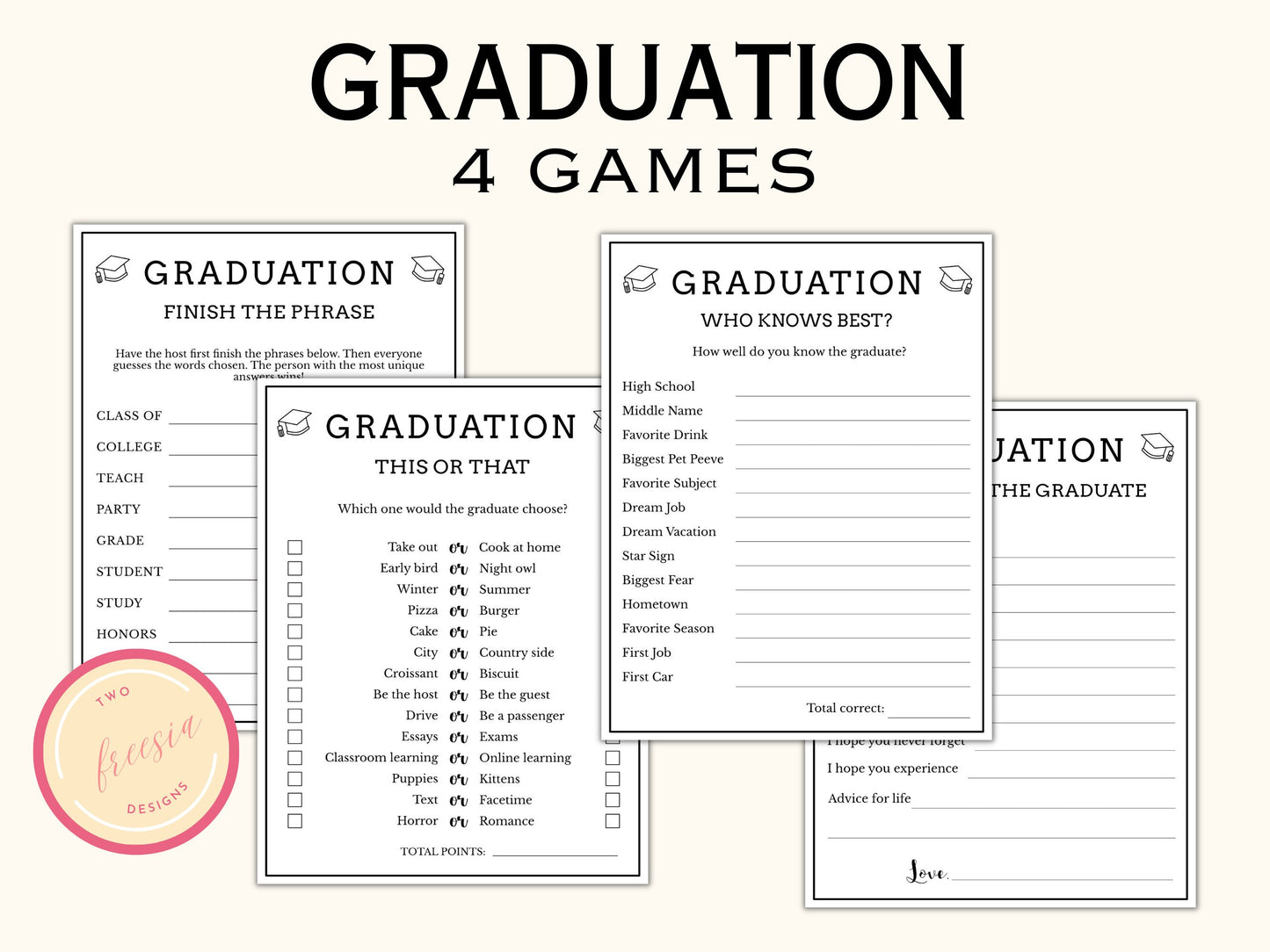 4 Printable Graduation Party Games