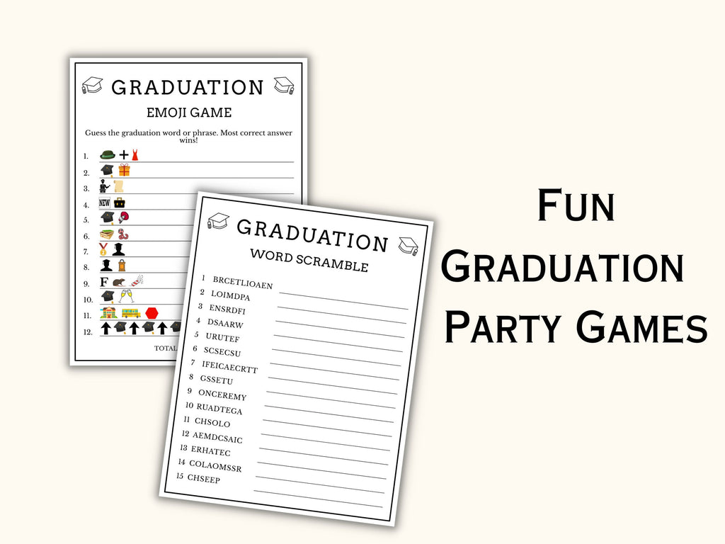 Graduation Party Games - 8 Printable Games
