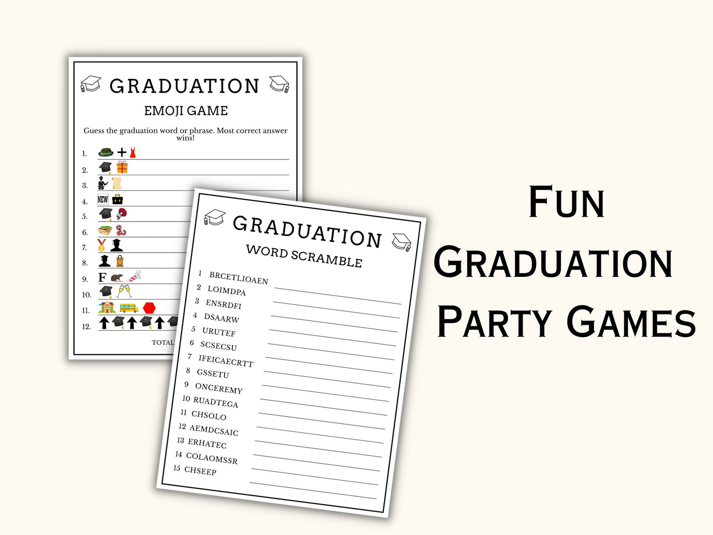 Graduation Party Games - 8 Printable Games