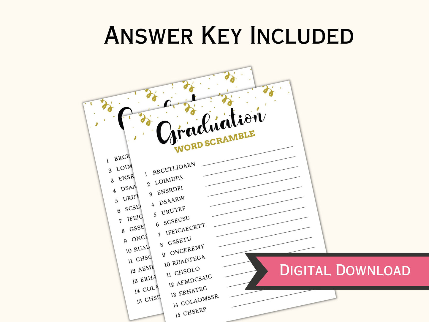 Graduation Party Games Bundle - 14 Printable Games