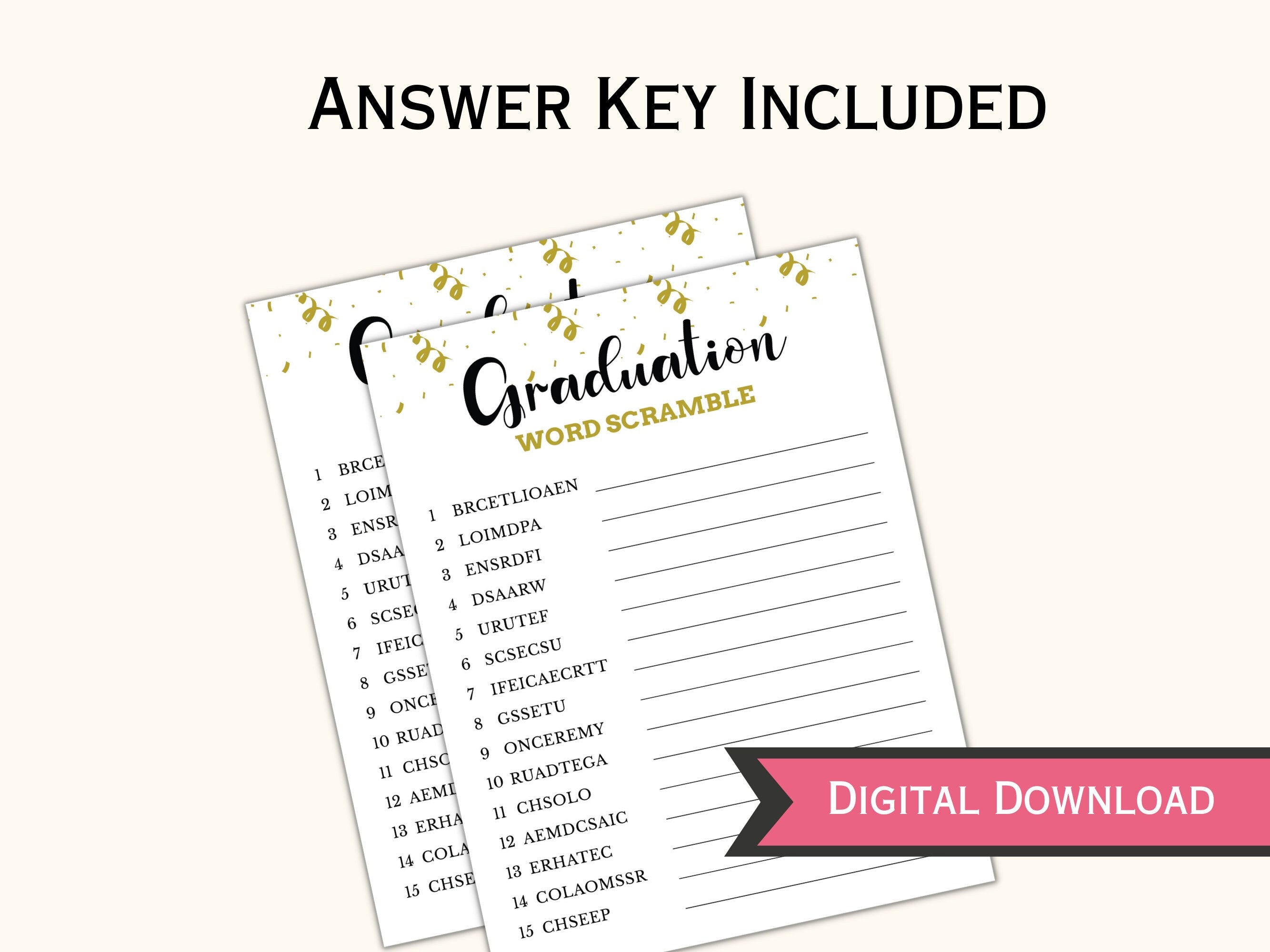 Graduation Party Games Bundle - 14 Printable Games