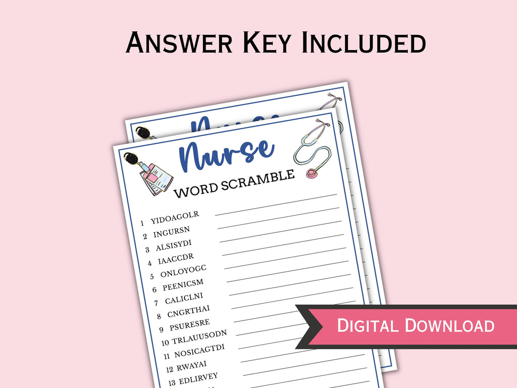 6 Printable Nurse Graduation Game Bundle