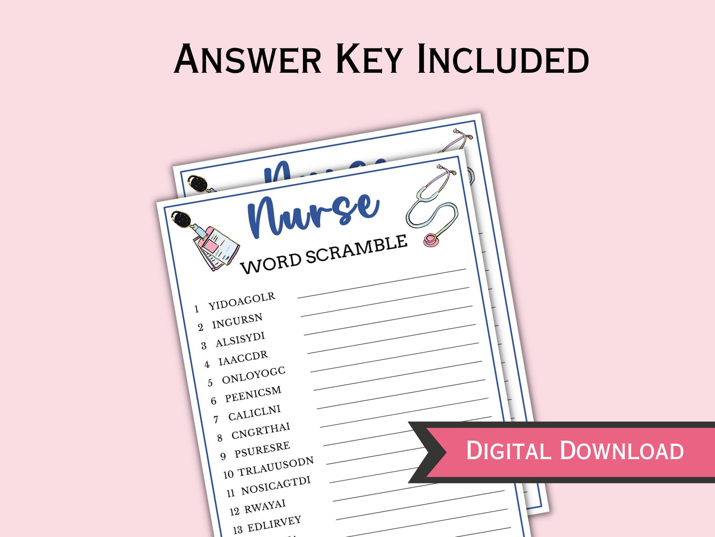 6 Printable Nurse Graduation Game Bundle