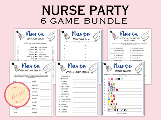 6 Printable Nurse Graduation Game Bundle