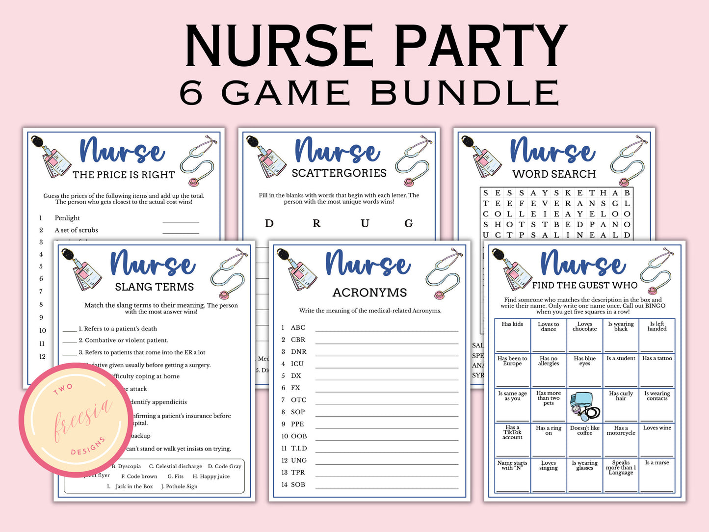 Nurse-Themed Party Games - 6 Printable Game