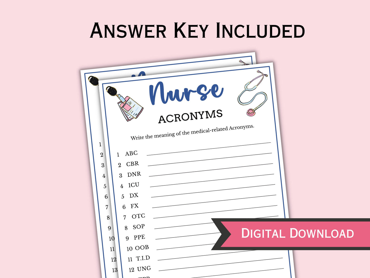 Nurse-Themed Party Games - 6 Printable Game