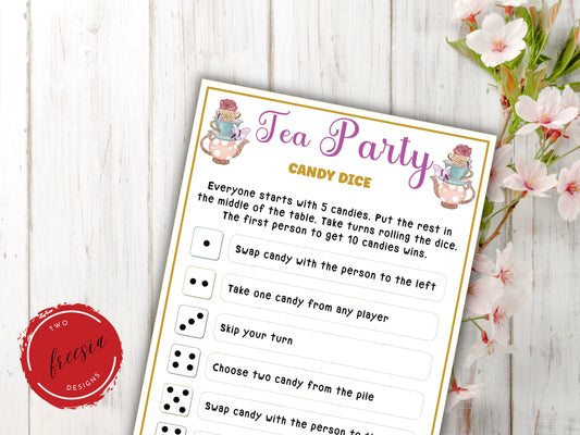 Tea Party Candy Dice Game