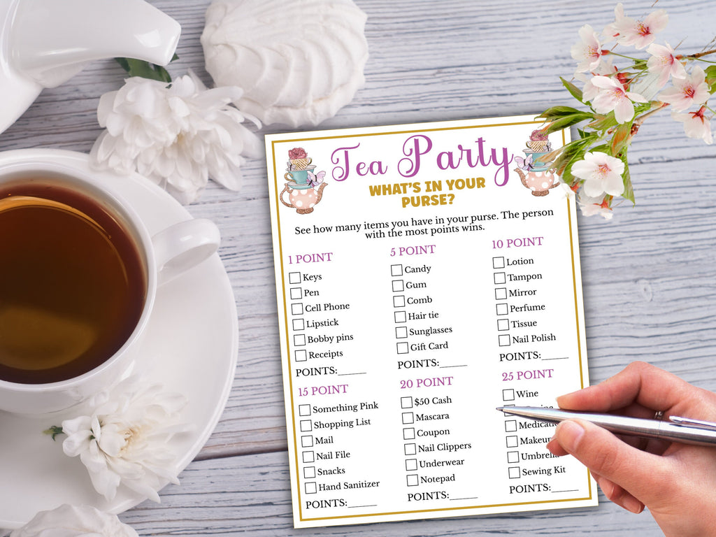 Tea Party What's in your Purse Game