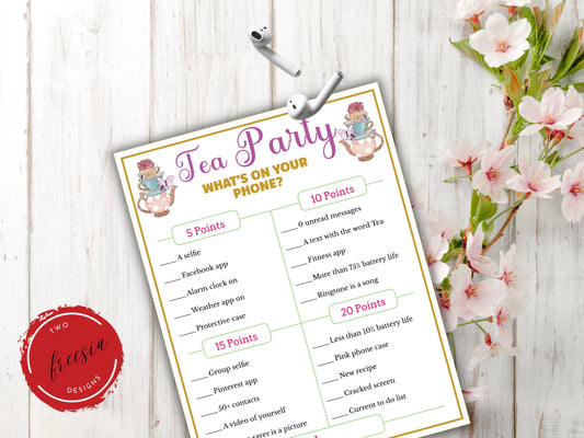 Tea Party What's on your Phone Game