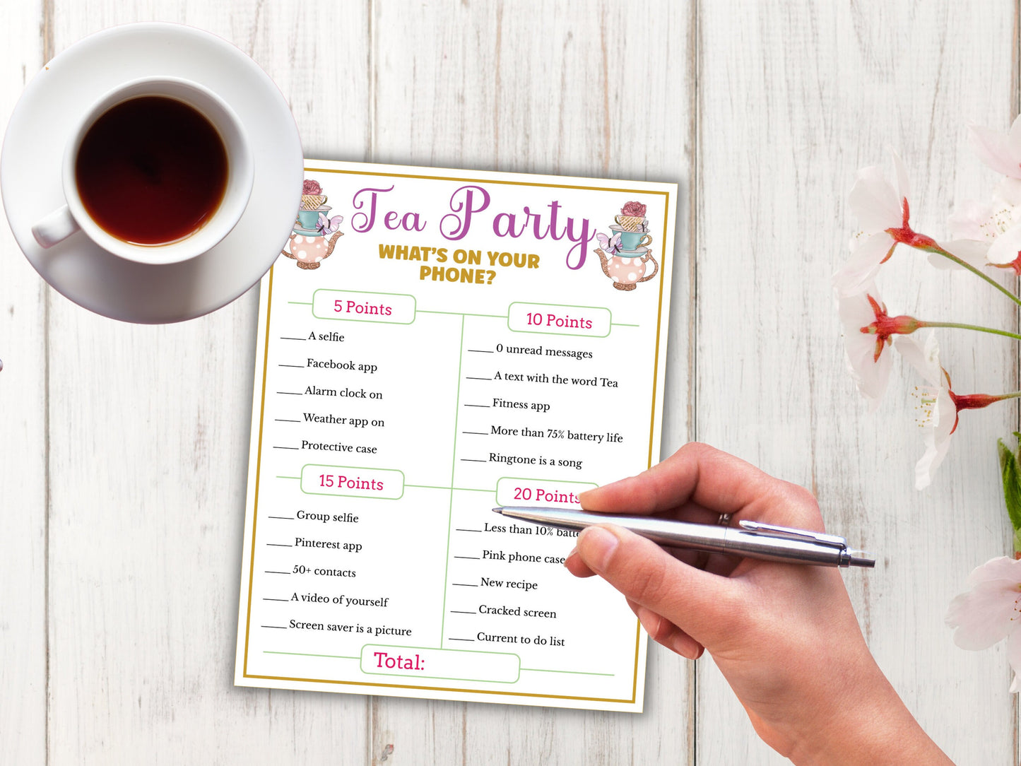 Tea Party What's on your Phone Game