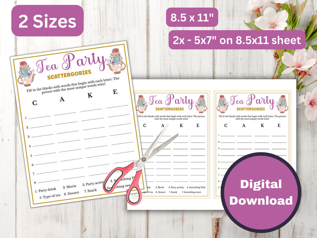 Tea Party Scattergories Game