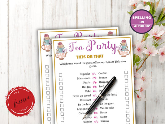 Tea Party This or That Game